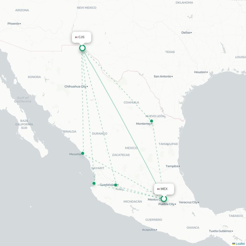 MEX - CJS route map
