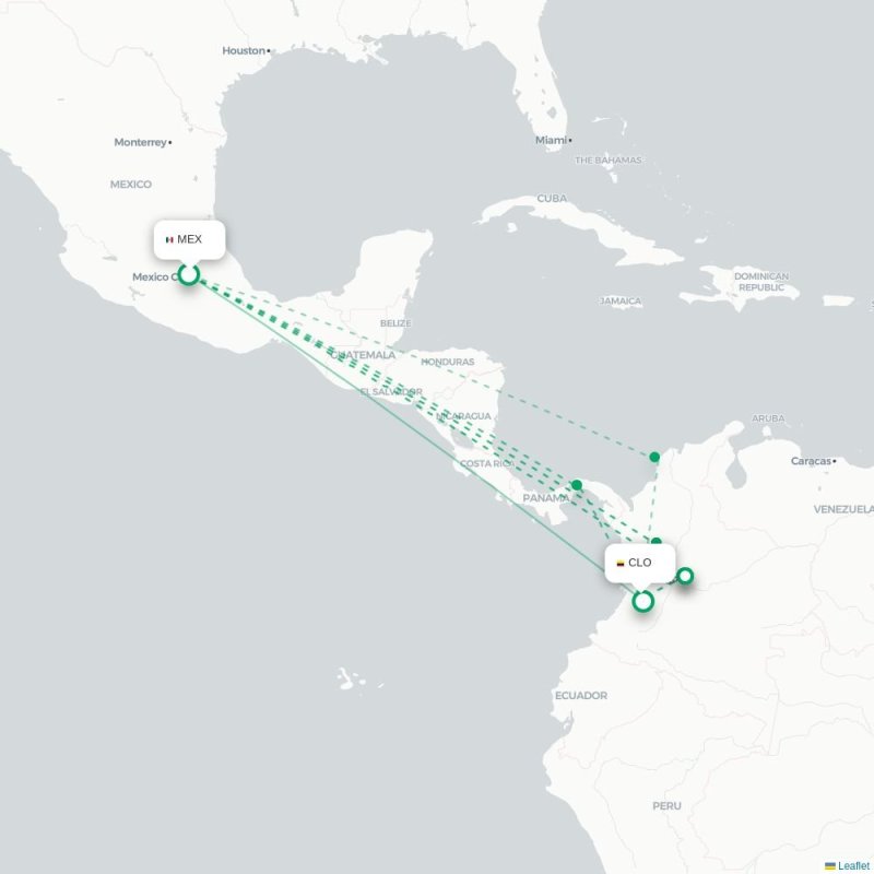 MEX - CLO route map