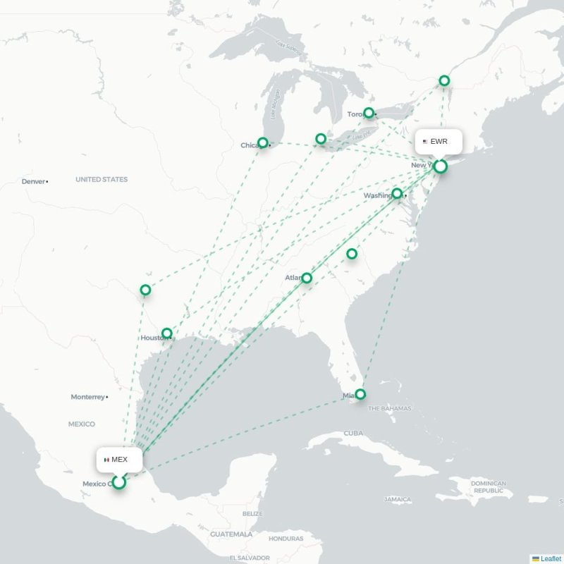 MEX - EWR route map