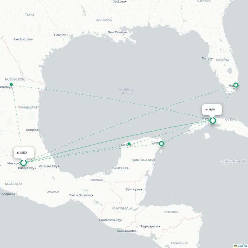 MEX - HAV route map