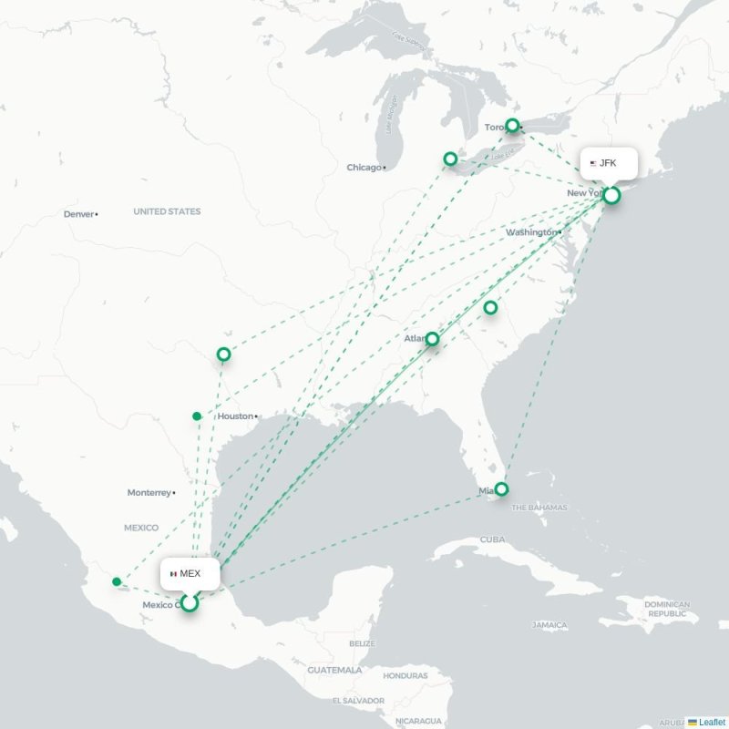 MEX - JFK route map