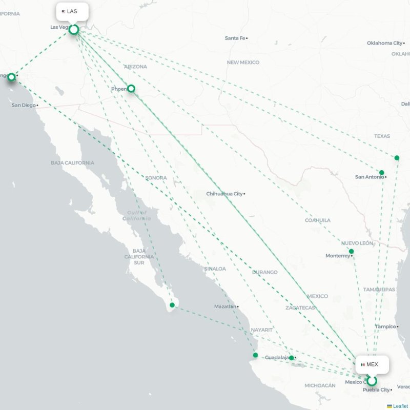MEX - LAS route map