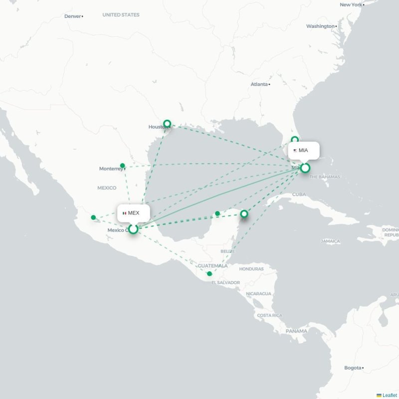 MEX - MIA route map