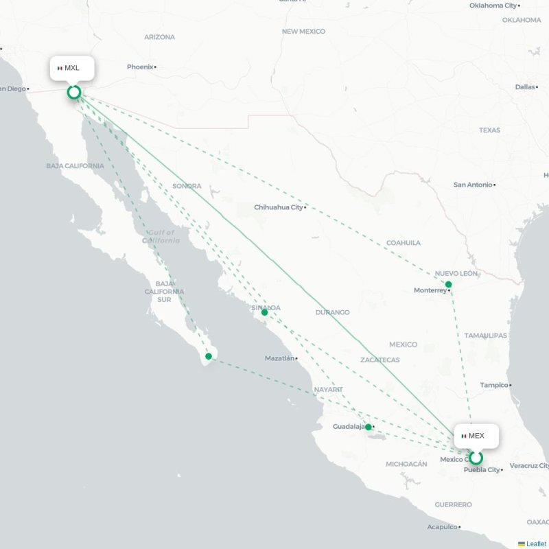 MEX - MXL route map