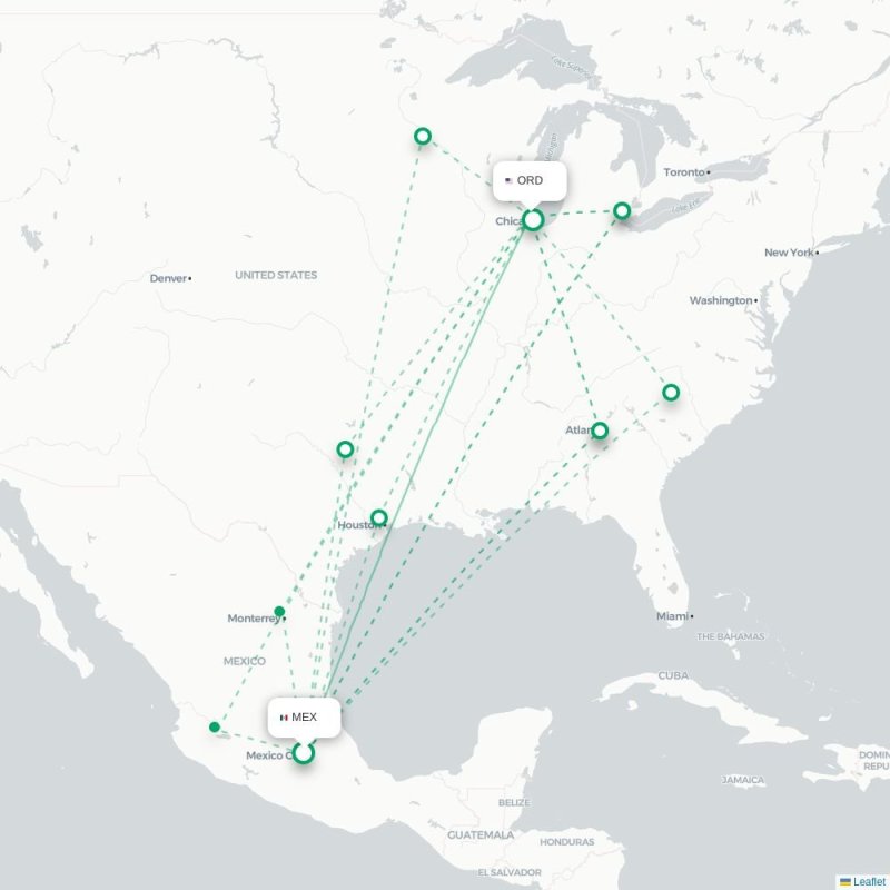MEX - ORD route map