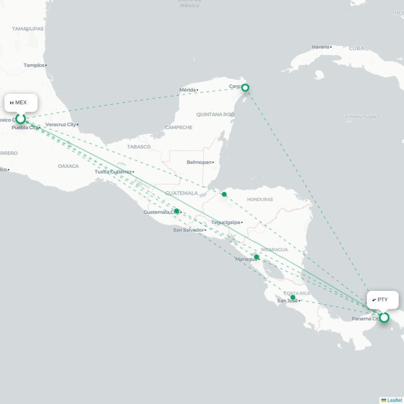 MEX - PTY route map