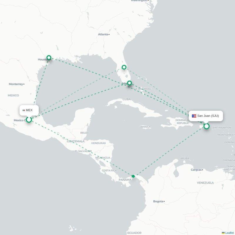 MEX - SJU route map