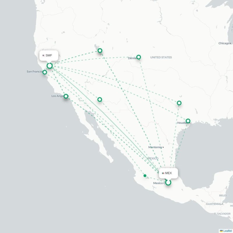 MEX - SMF route map