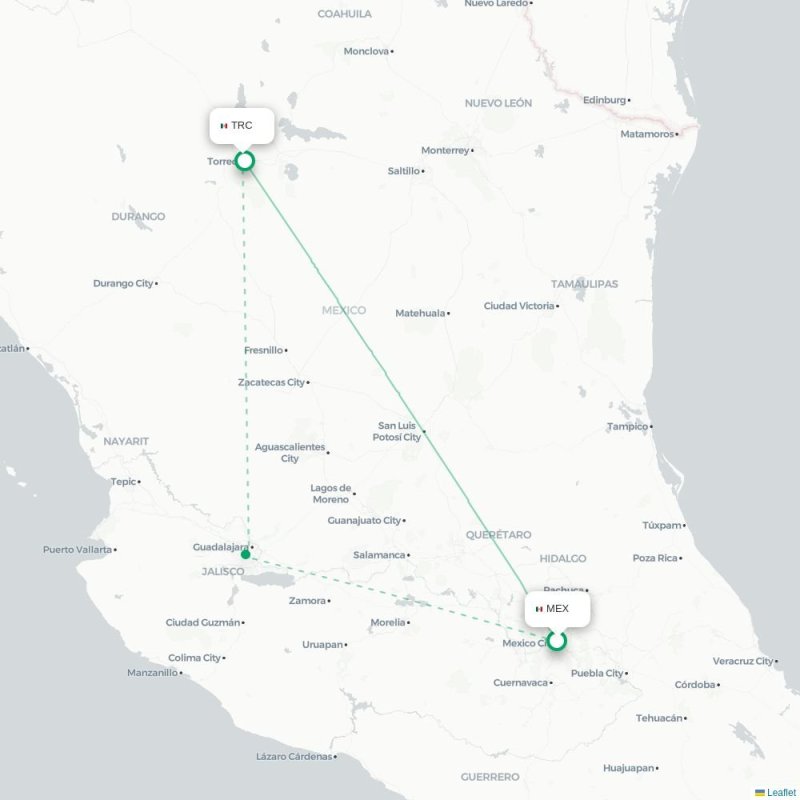MEX - TRC route map