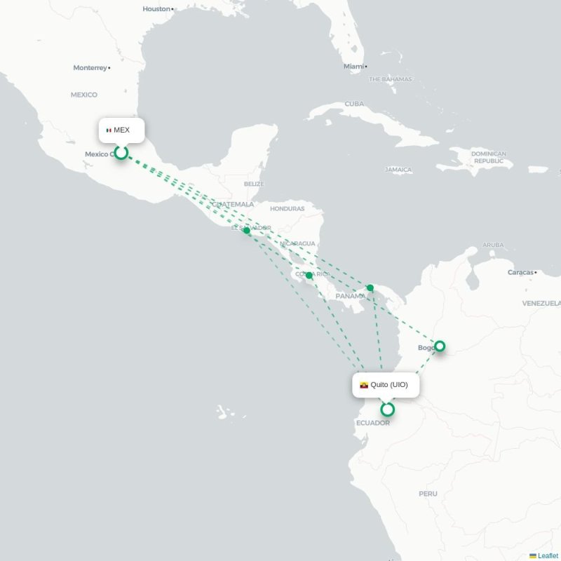 MEX - UIO route map