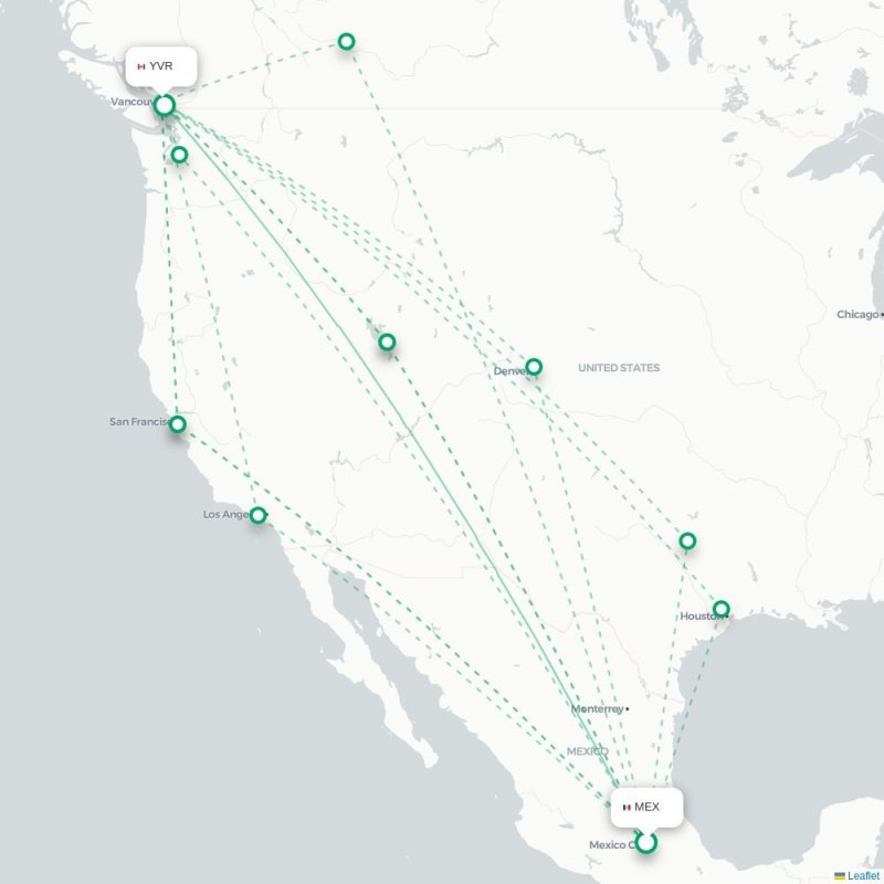 MEX - YVR route map