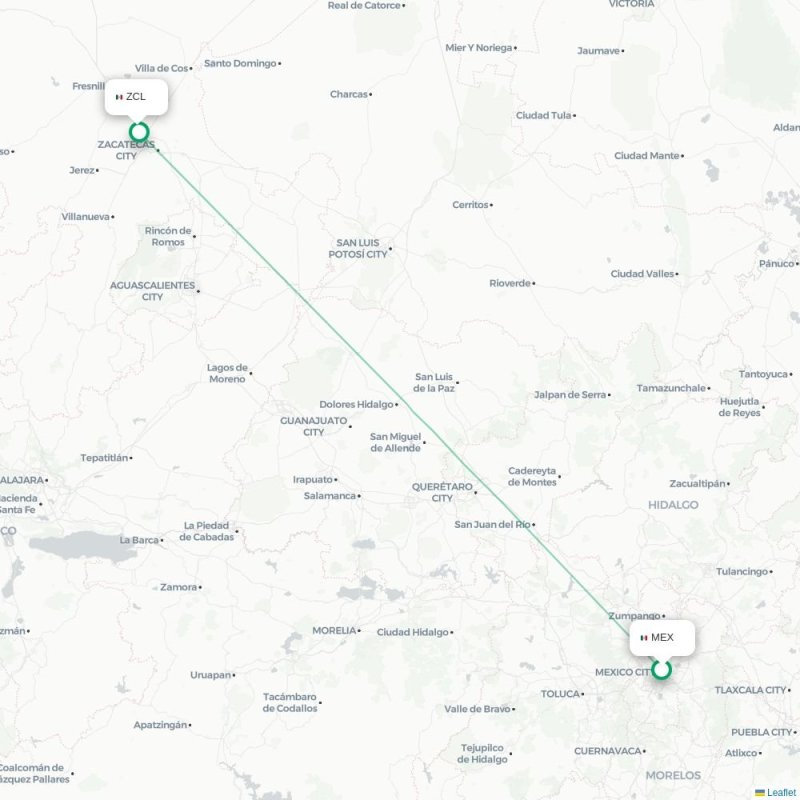 MEX - ZCL route map