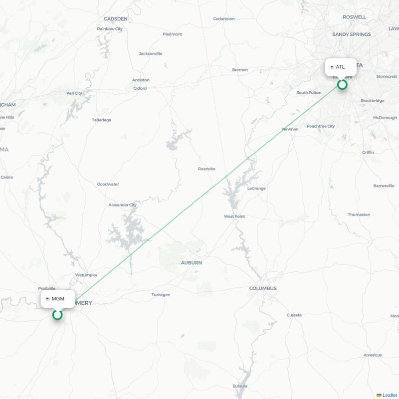 MGM - ATL route map
