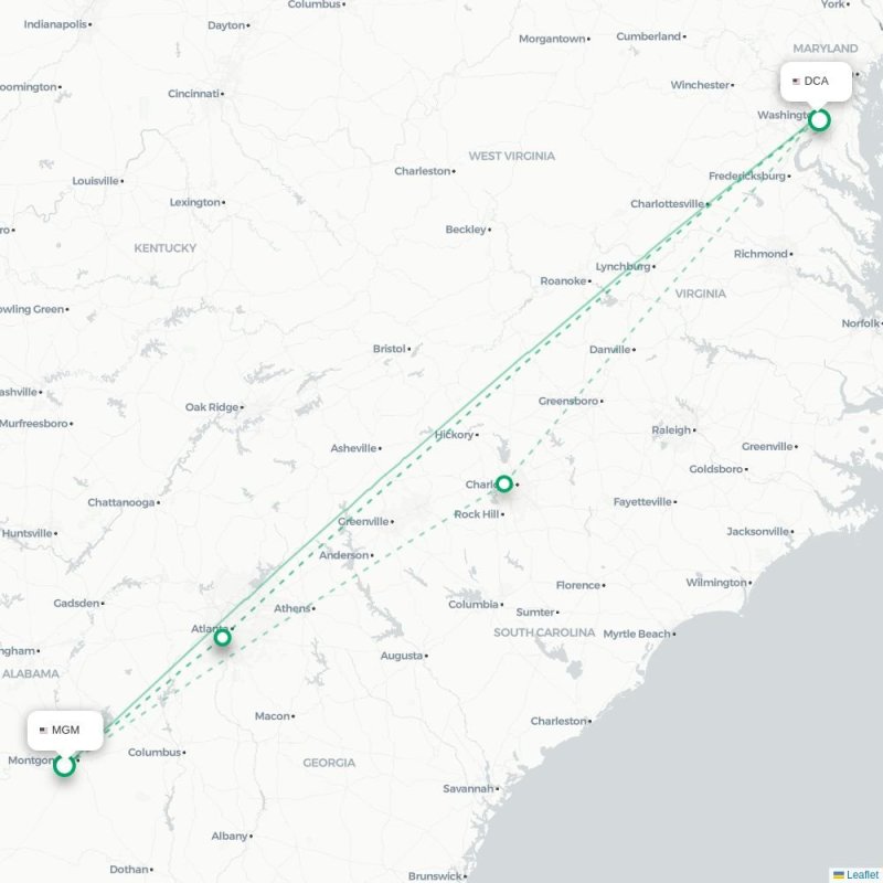 MGM - DCA route map