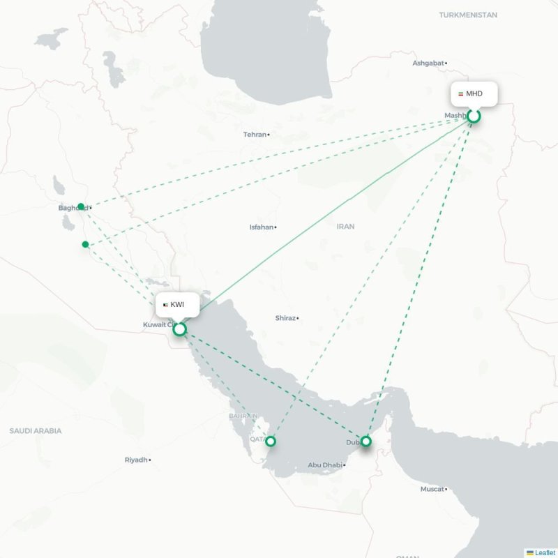 MHD - KWI route map