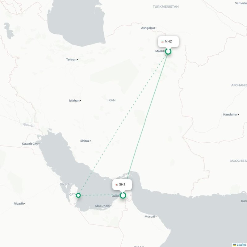 MHD - SHJ route map