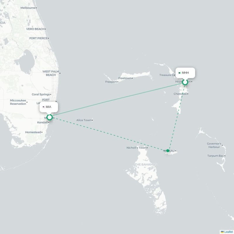MHH - MIA route map