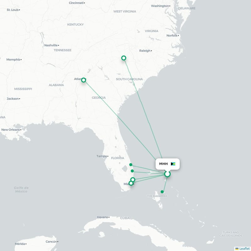 Route map Marsh Harbor  MHH 