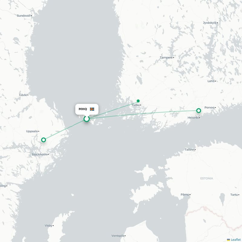 Route map Mariehamn  MHQ airport
