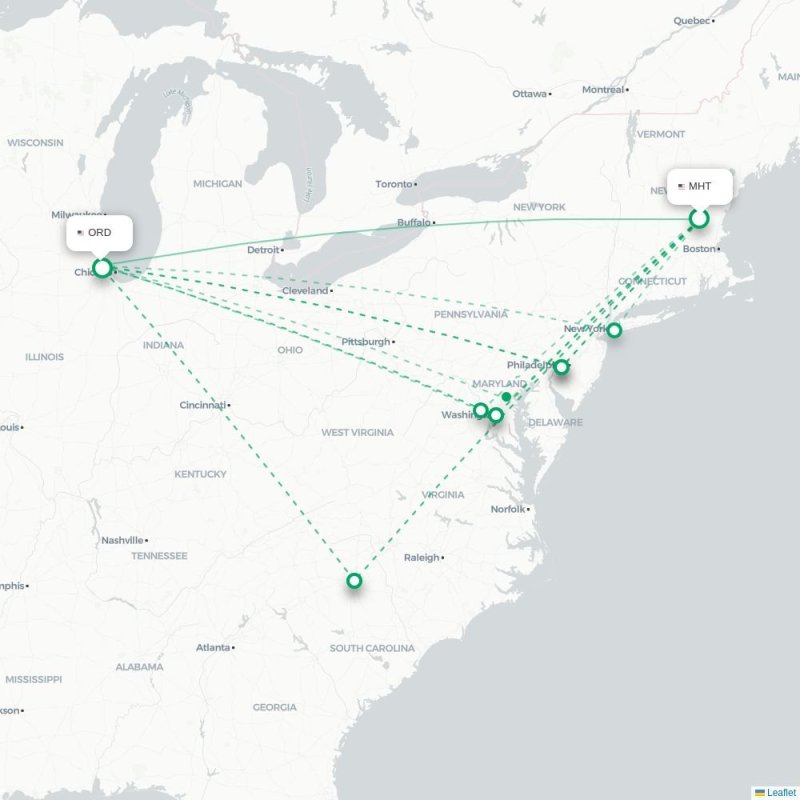 MHT - ORD route map