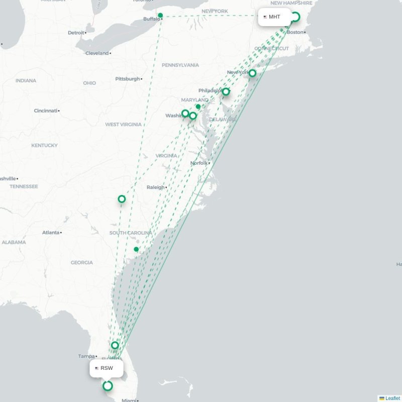 MHT - RSW route map