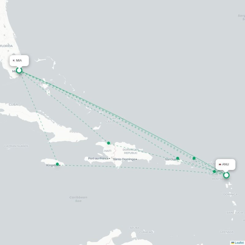 MIA - ANU route map