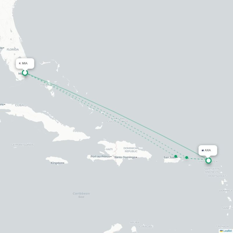 MIA - AXA route map