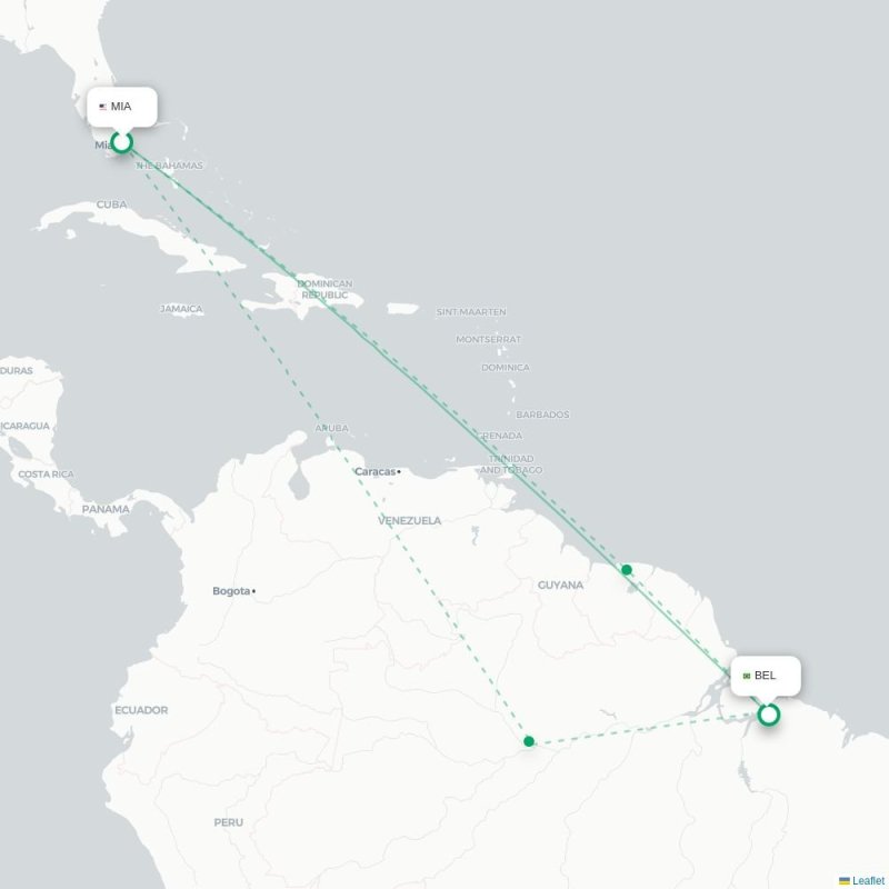 MIA - BEL route map
