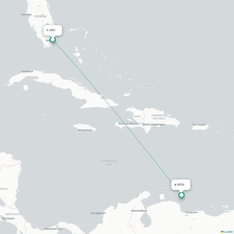 MIA - BON route map
