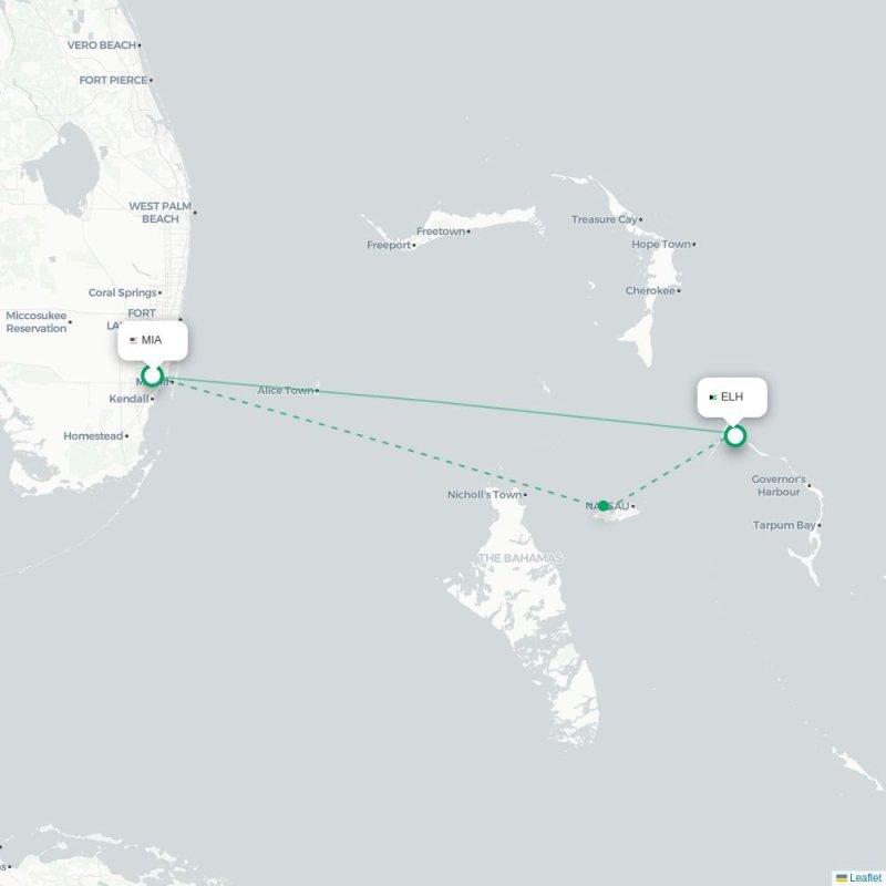 MIA - ELH route map