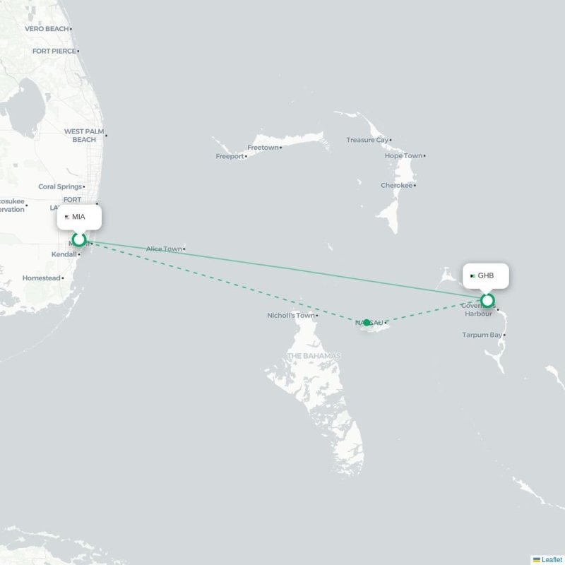 MIA - GHB route map
