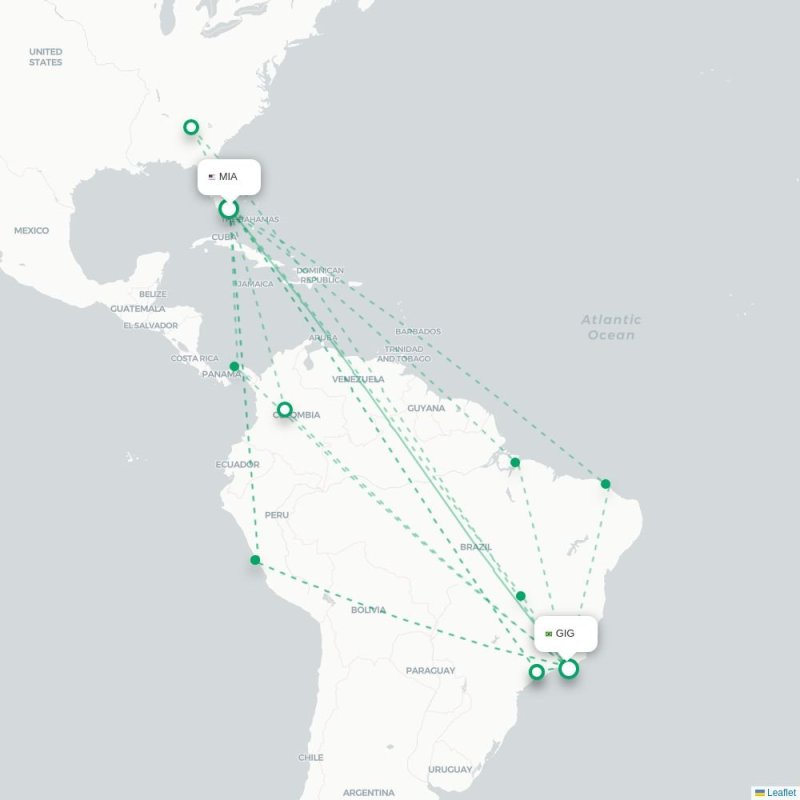 MIA - GIG route map
