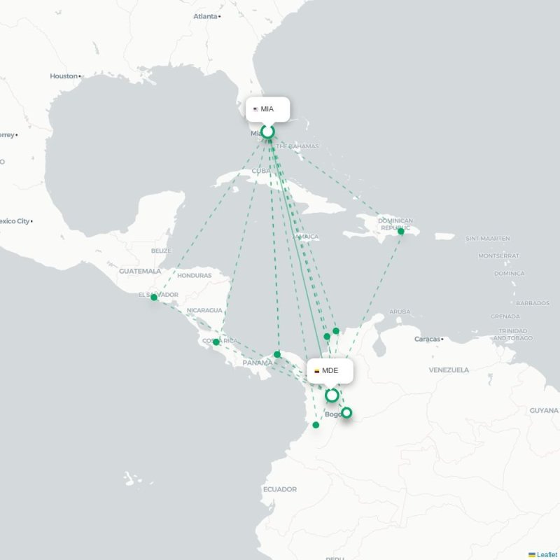 MIA - MDE route map