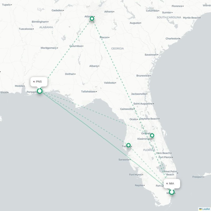MIA - PNS route map