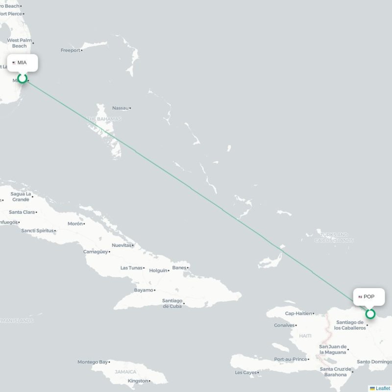 MIA - POP route map