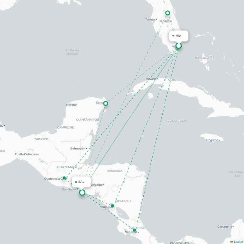 MIA - SAL route map