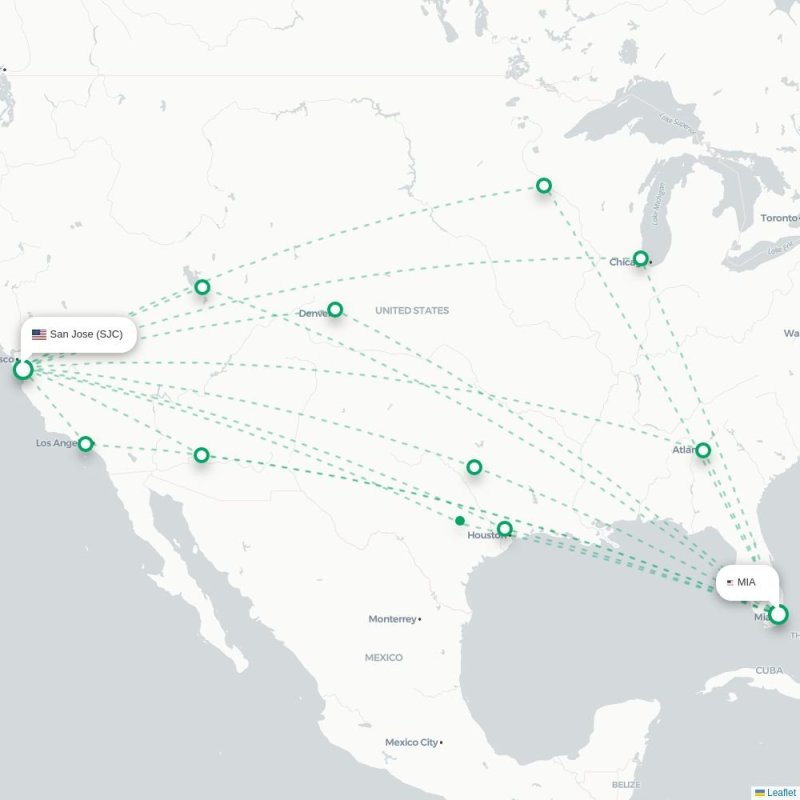 MIA - SJC route map
