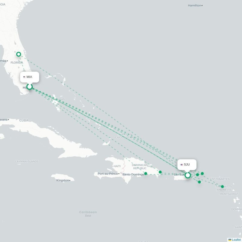 MIA - SJU route map