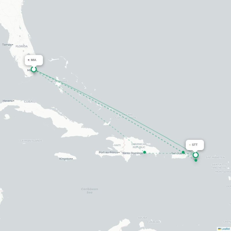 MIA - STT route map