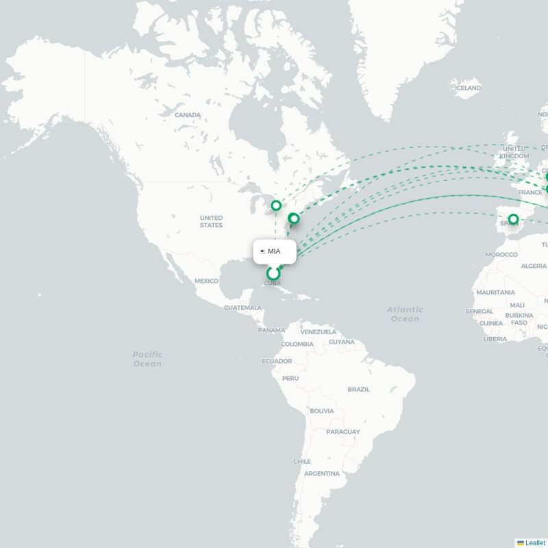 MIA - TLV route map
