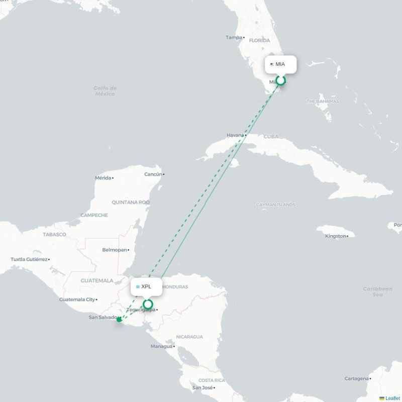 MIA - XPL route map