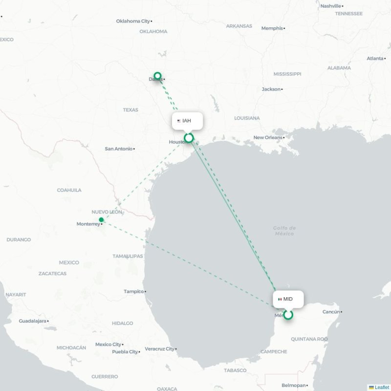 MID - IAH route map