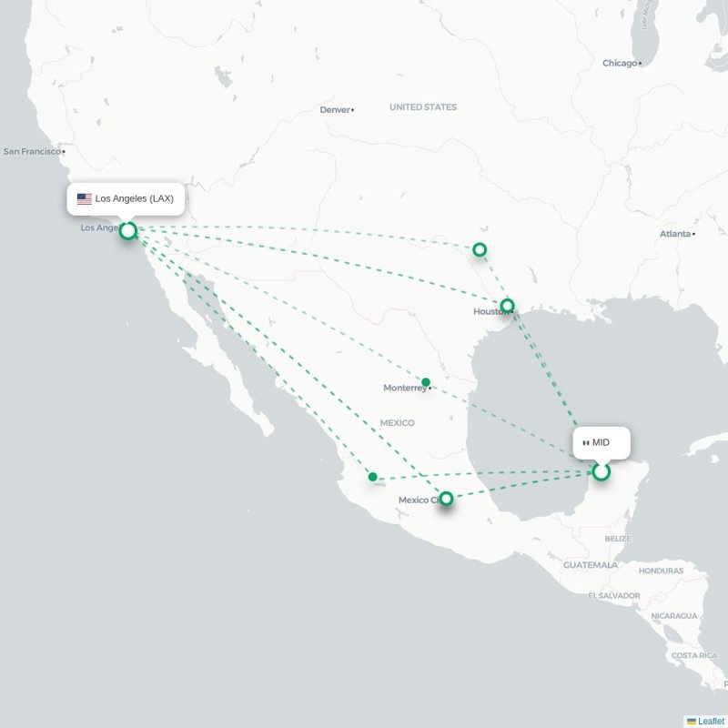 MID - LAX route map