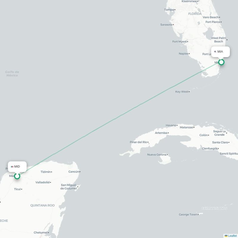 MID - MIA route map