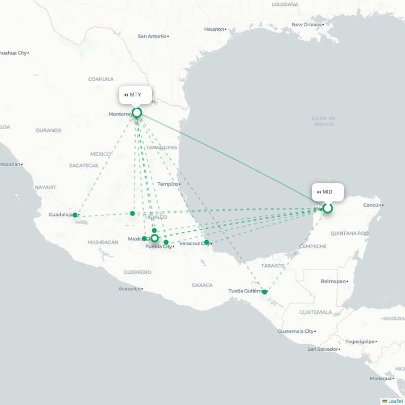 MID - MTY route map