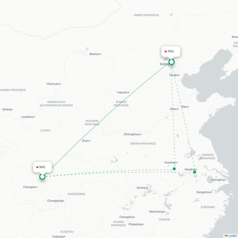 MIG - PEK route map