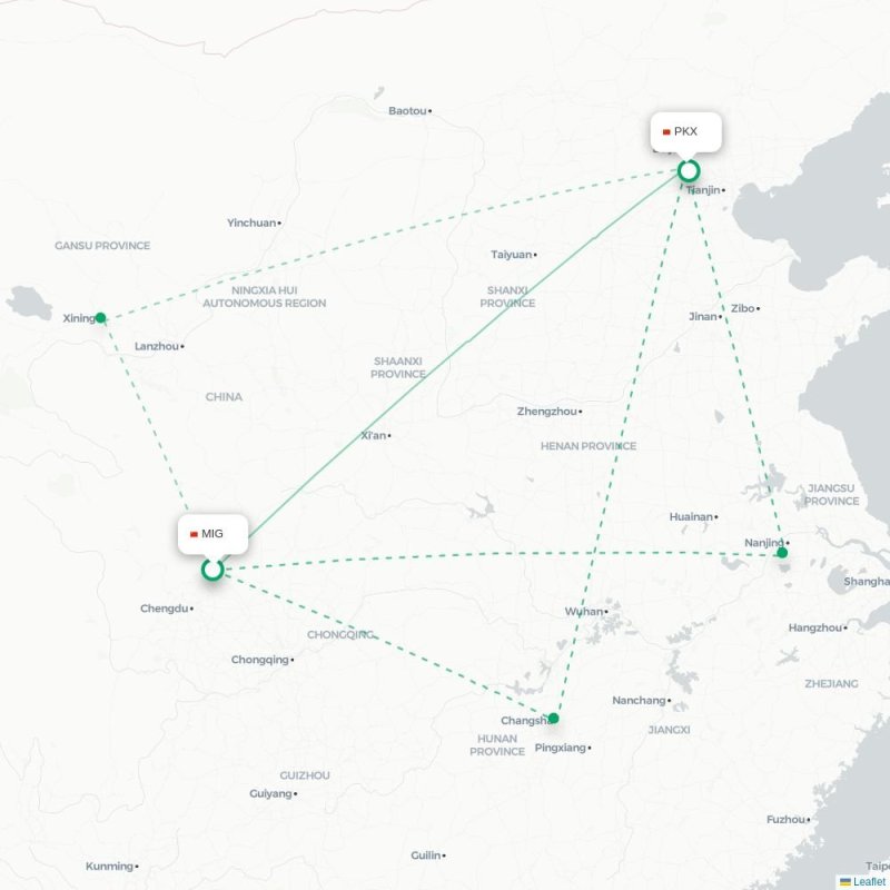 MIG - PKX route map