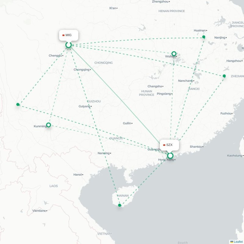 MIG - SZX route map