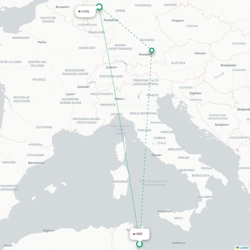 MIR - CGN route map