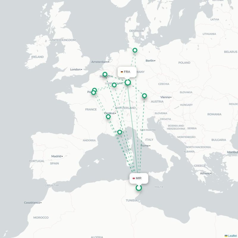 MIR - FRA route map